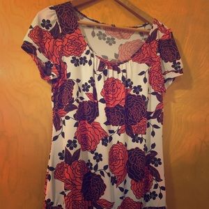 Maurices white, pink, & black floral shirt